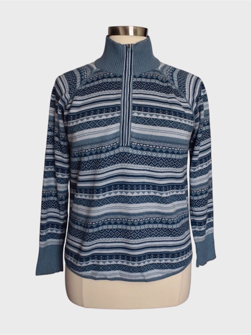 Eddie Bauer Fair Isle Quarter Zip Sweater